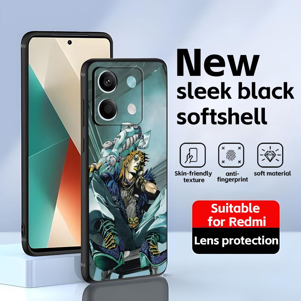 

HOT JOJO Steel Ball Run Phone Case For Redmi Note 14 13 12 11 Pro Plus S 5G 14C A3 Soft Black Phone Cover Redmi Note 11 Pro+ 5G