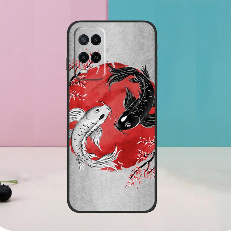 Koi Fish Yin Yang For OPPO A98 A78 A58 A5 A9 A15 A17 A57 A77 A96 A76 A16 A54 A74 A94 A52 A72 A57S A53S Case