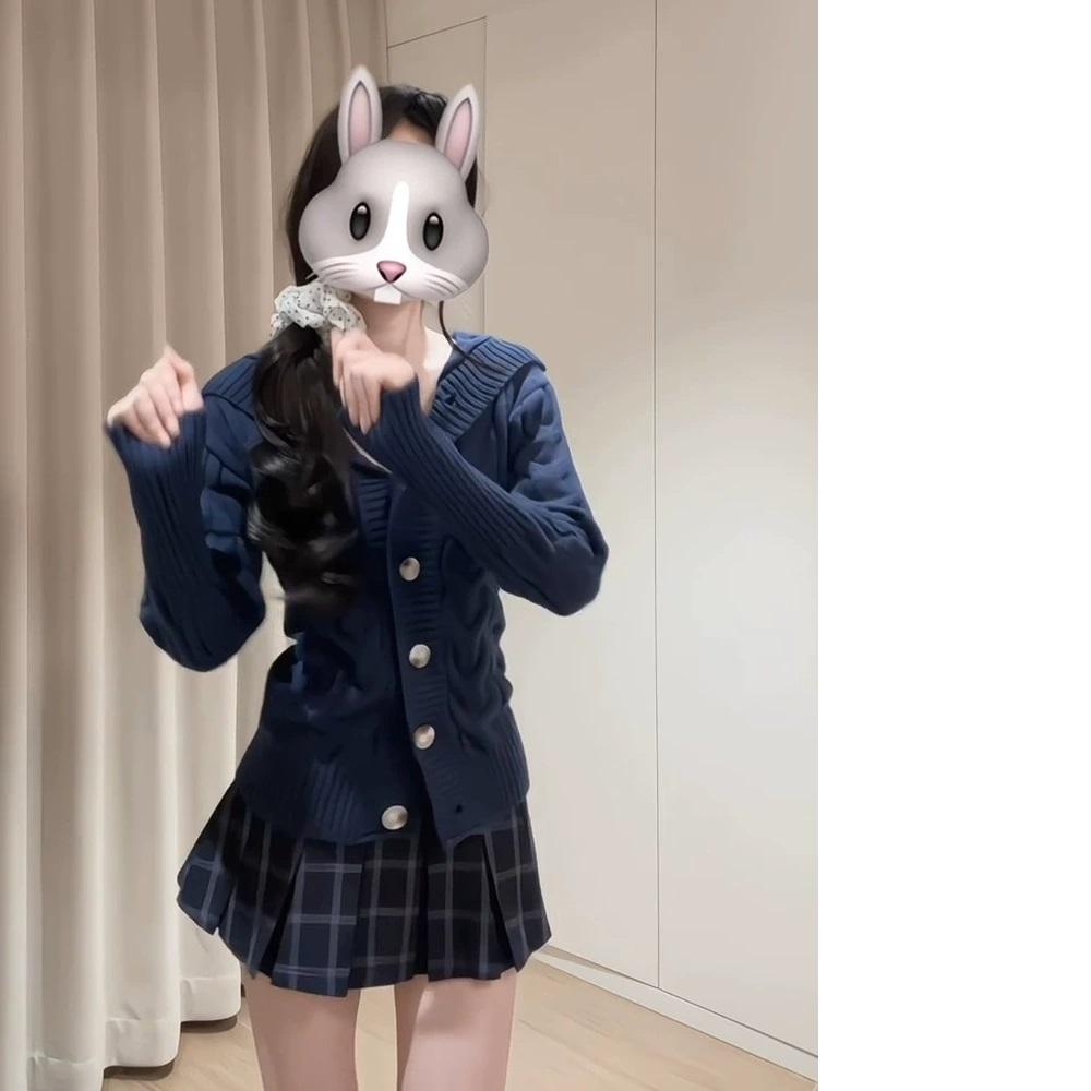 Fashion Vintage American Solid Knitted American Cardigan Harajuku All Match Punk Jumpers Y2k Aesthetic Spring Autumn Clothes