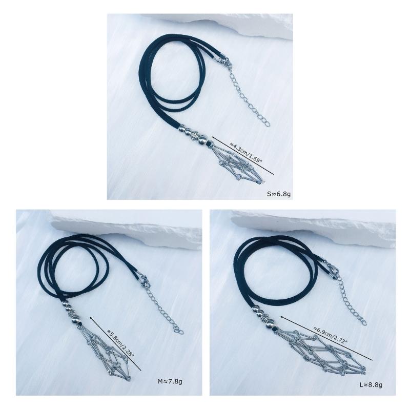 Empty Crystal Stone Holder Necklace Cord Adjustable Natural Crystal Cage Necklace Chain Mesh Pendant Necklace Gifts