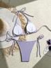 Women's Swimsuit Solid Halter Side Tie Bikini Suit Beachwear Bathing Suits with Shell