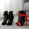 Spring Autumn New Sexy Mesh Ankle Boots Sandals Women Peep Toe Stiletto Heels Fashion Zip Lace Up Ladies Club Party Dance Shoes