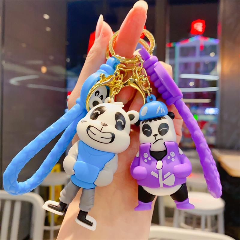 Chaoplay Creative Guochao Panda Family Three-dimensional Keychain Bag Pendant Car Keychain Gift Toy