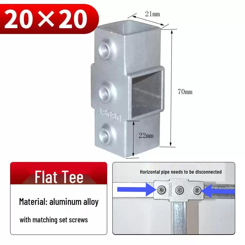 Galvanized Aluminum Alloy Square Tube Connector Fastener Joint, 20/25/30mm