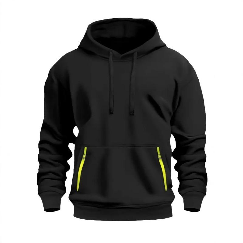 Men's Couple Streamer Hoodie with Contrasting Color Pockets Loose and Versatile Long-sleeved Sweatshirt