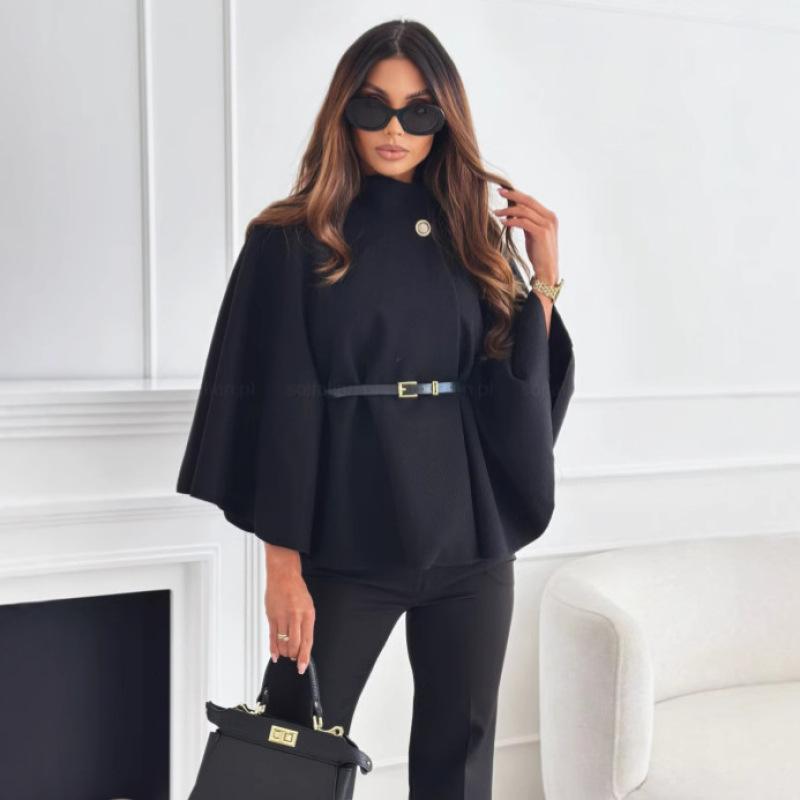 

Нове зимове модне одноколірне вовняне пальто-накидка Tooxika XL