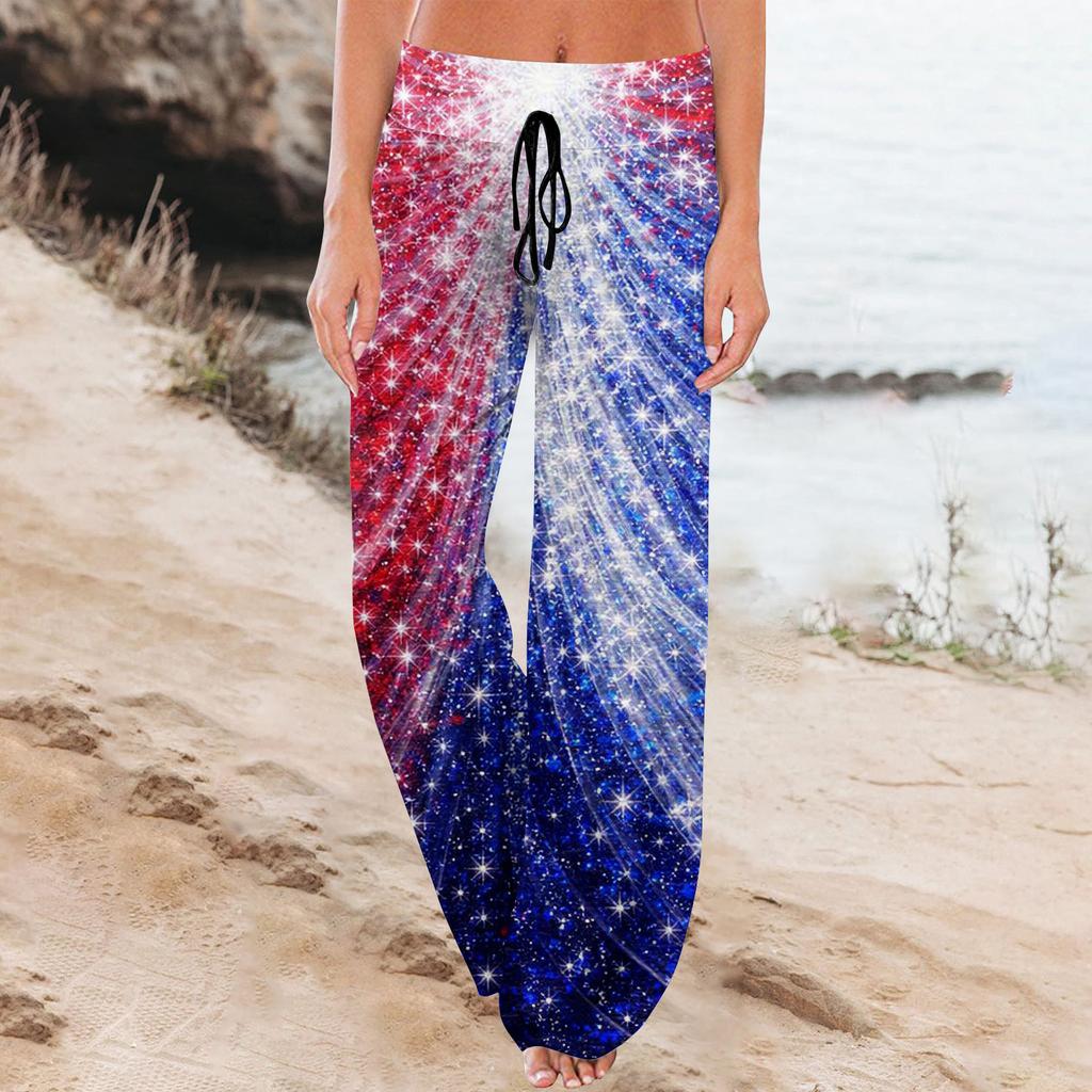 Women's Fashion Loose-Fit Drawstring Elastic Waist Casual Printed Pants