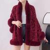 Warm Plush Shawl Autumn Winter Thicken Cardigan Soft Fur Collar Sequined Shawl