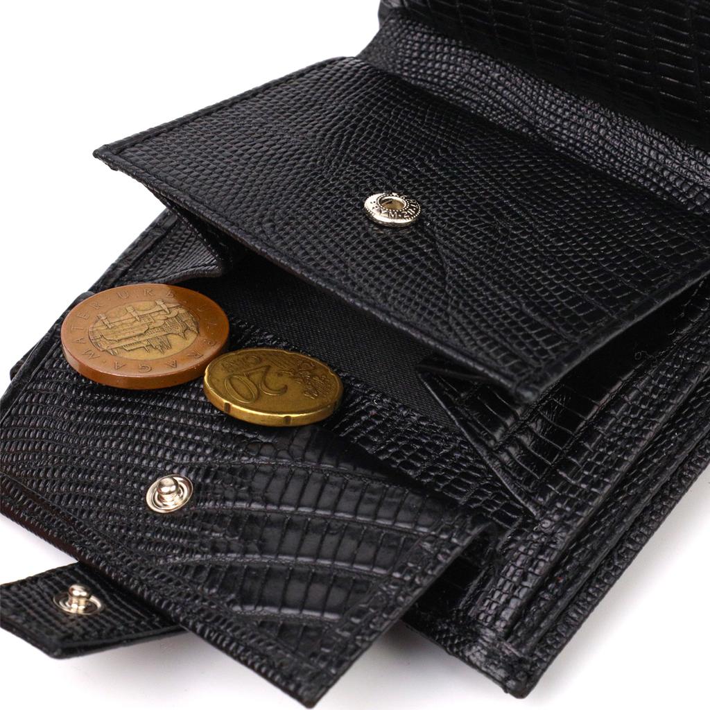 Textured Men's Wallet Made of Genuine Leather with Embossed CANPELLINI 21745 Black