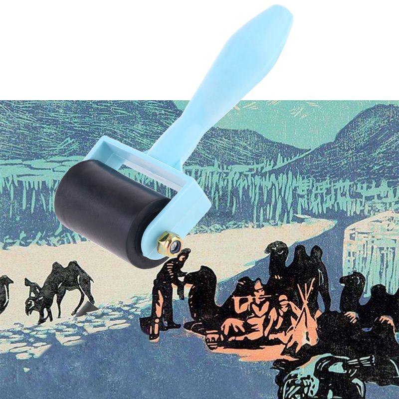 2 Pcs Rubber Roller with Plastic Grip Handle for Anti Skid Tape Construction Tools Print and Stamping Tools