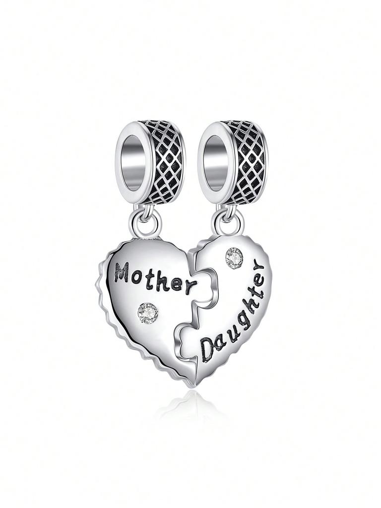 Charms Plata Heart-Shaped Happy Family Bead Charm Copper Plated Fit Charms Copper Original Bracelet For Jewelry Making Diy Charm