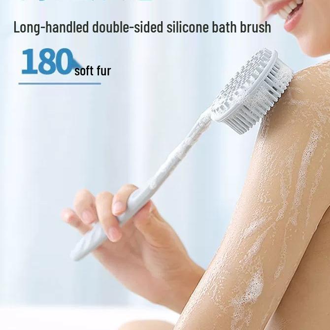 Portable Non-Slip Long Handle Silicone Bath Brush & Back Scrubber