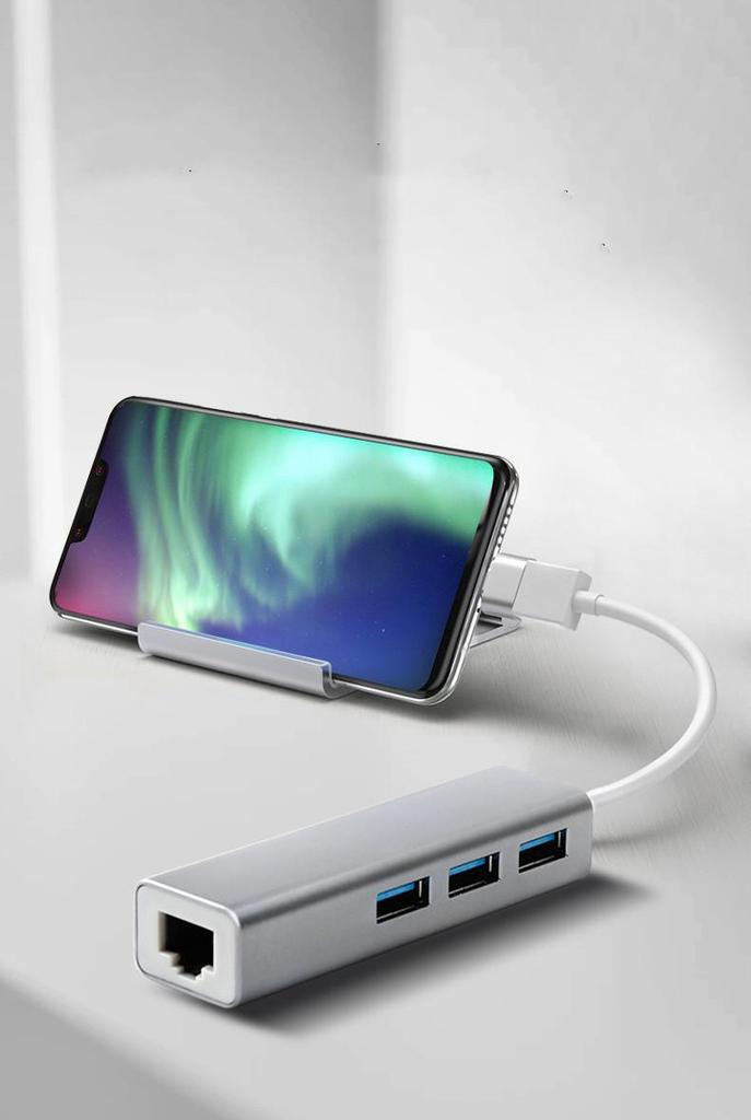 Aluminum USB 3.0 RJ45 Gigabit Adapter & 3-Port Hub