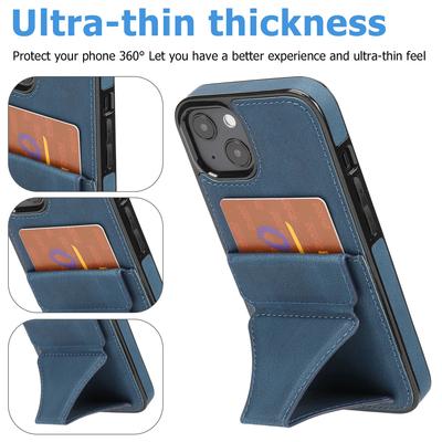 Leder mit Kartenhalter Handyhülle für IPhone 13 12 Mini 16 15 14 11 XS XR X Pro Max 8 7 Plus mit Ständer Stoßfeste Hülle