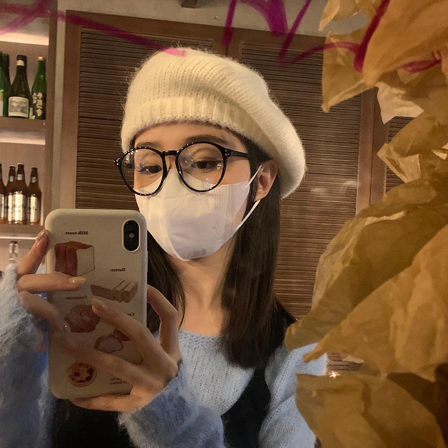 

Очень хороший берет, ленивый стиль, кроличий мех, шерстяная шляпа художника, большой обхват головы, круглое лицо, осенне-зимняя шляпа, женский высокий стиль One size