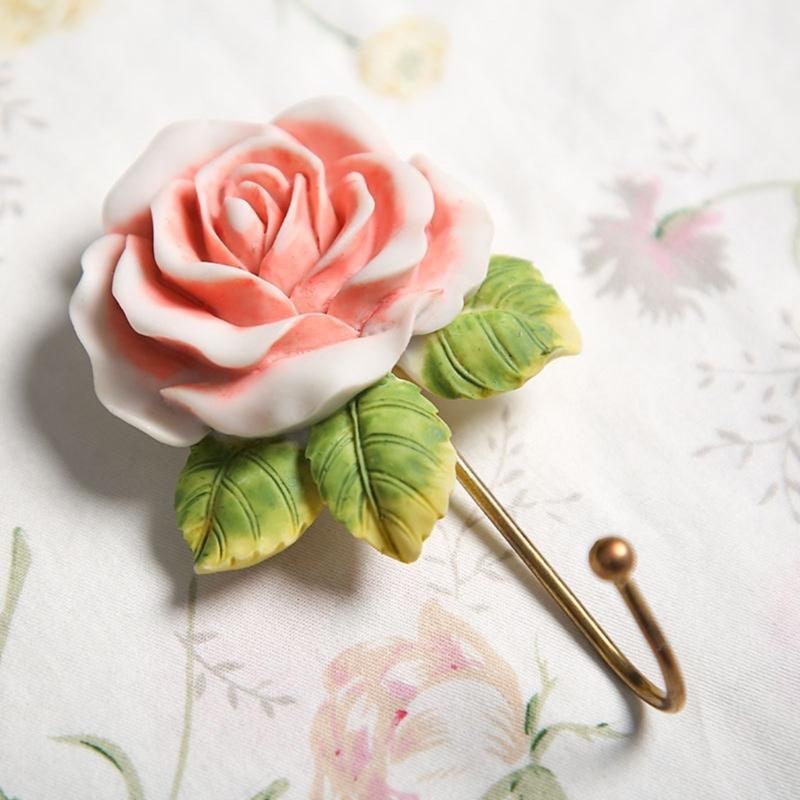 Artistic Heart Shape Wall Mount Hook With Floral Rose Designs Great For Organizing Small Items