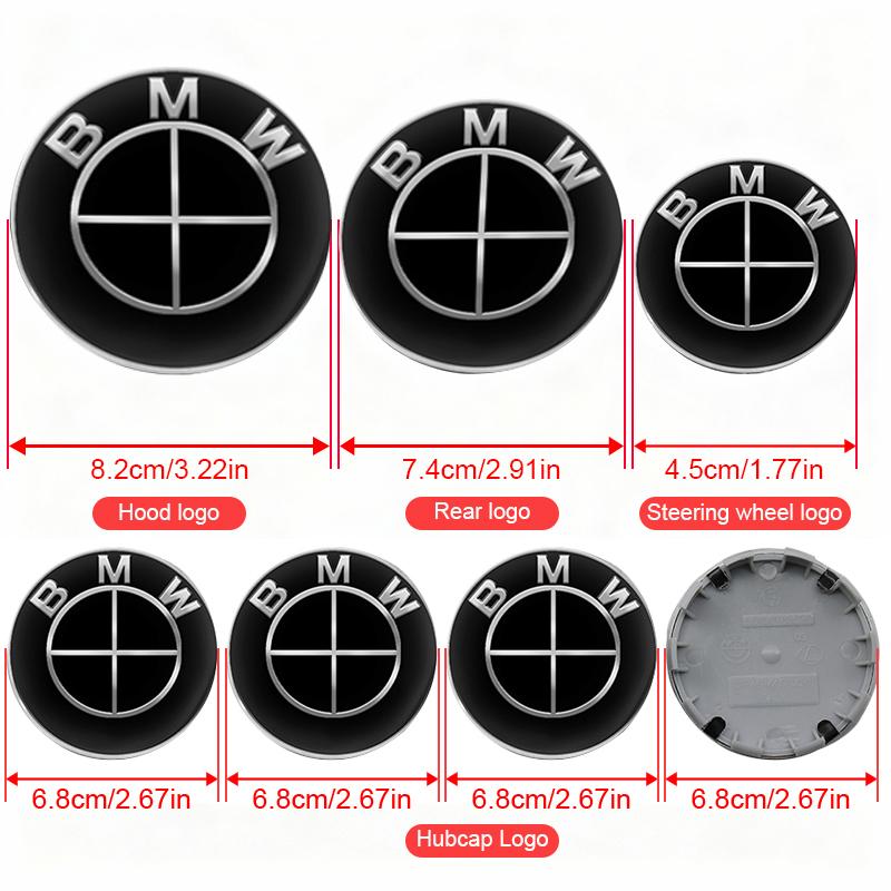 1/4/7Pc 82mm 74mm 45mm Car Front Rear Logo Wheel Hub Center Cover Steering Wheel Center Stickers For BMW E90 E46 F10 F30 E87 F20