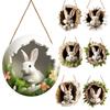 2025 Spring Easter Door Sign Reusable Cute Rabbit Animal Welcome Plaque Rustic Bunny Hanging Pendant for Holiday Front Door Wall