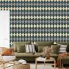 Autumn Plaid Wallpaper Turquoise and Gray for Living Room and Bedroom 50x1000