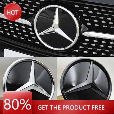 Car Sticker 185mm Chrome Black Mirror Car Grille Star Emblem Badge Front Grill Logo For Mercedes Benz CLA W117 W118 GLA X156 Acc