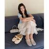 720-3 Baotou Half Slippers Women'S Outer Wear Woven Hollow Cool Slippers Thick Bottom One Pedal With Skirt