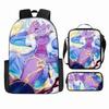 Anime Rucksack Set One Piece Naruto Schultasche für Jungen Schüler Laptop Rucksack Umhängetasche Federmäppchen 3-teilig Große Kapazität Wasserdicht