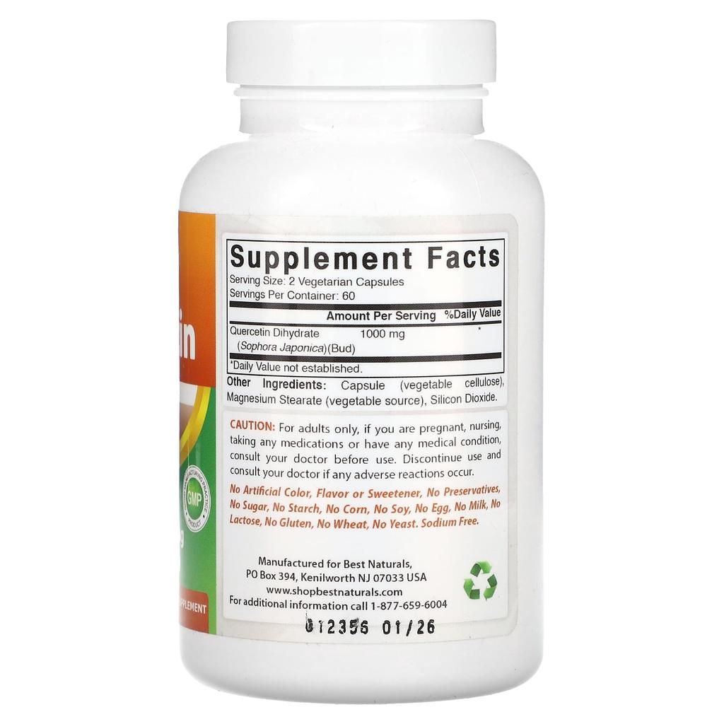 Quercetin, Veggie Capsules 120 (500Mg per capsule)