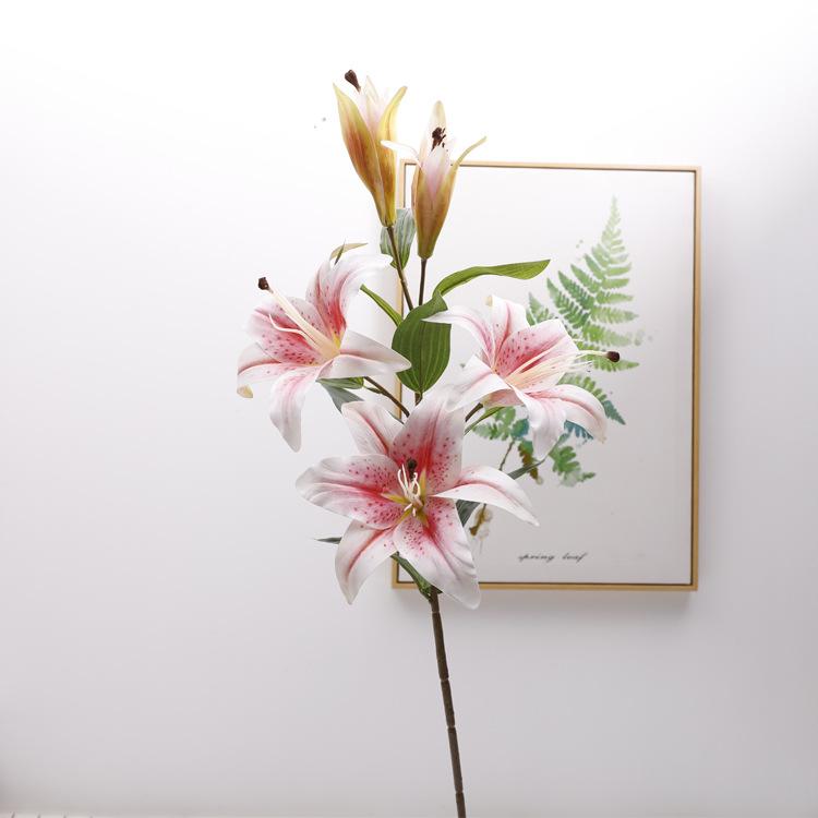 Simulation of a single 5-head lily, feel fake flower ornament wedding supplies photography
