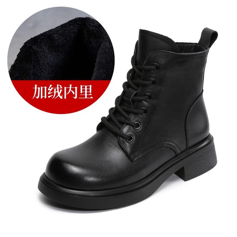 First layer cowhide Martin boots women's autumn and winter new British retro leather thick-soled commuter short boots single leather boots
