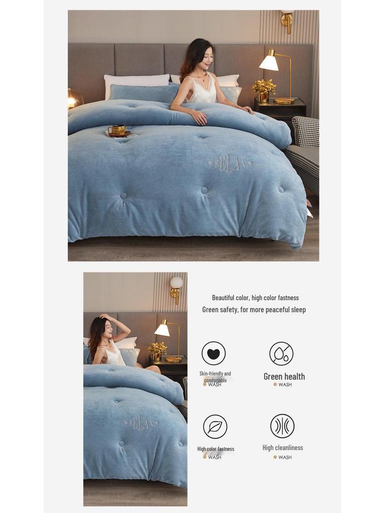 Thickened Winter Quilt: Flannel Coral Fleece & Cotton Blend for Warmth