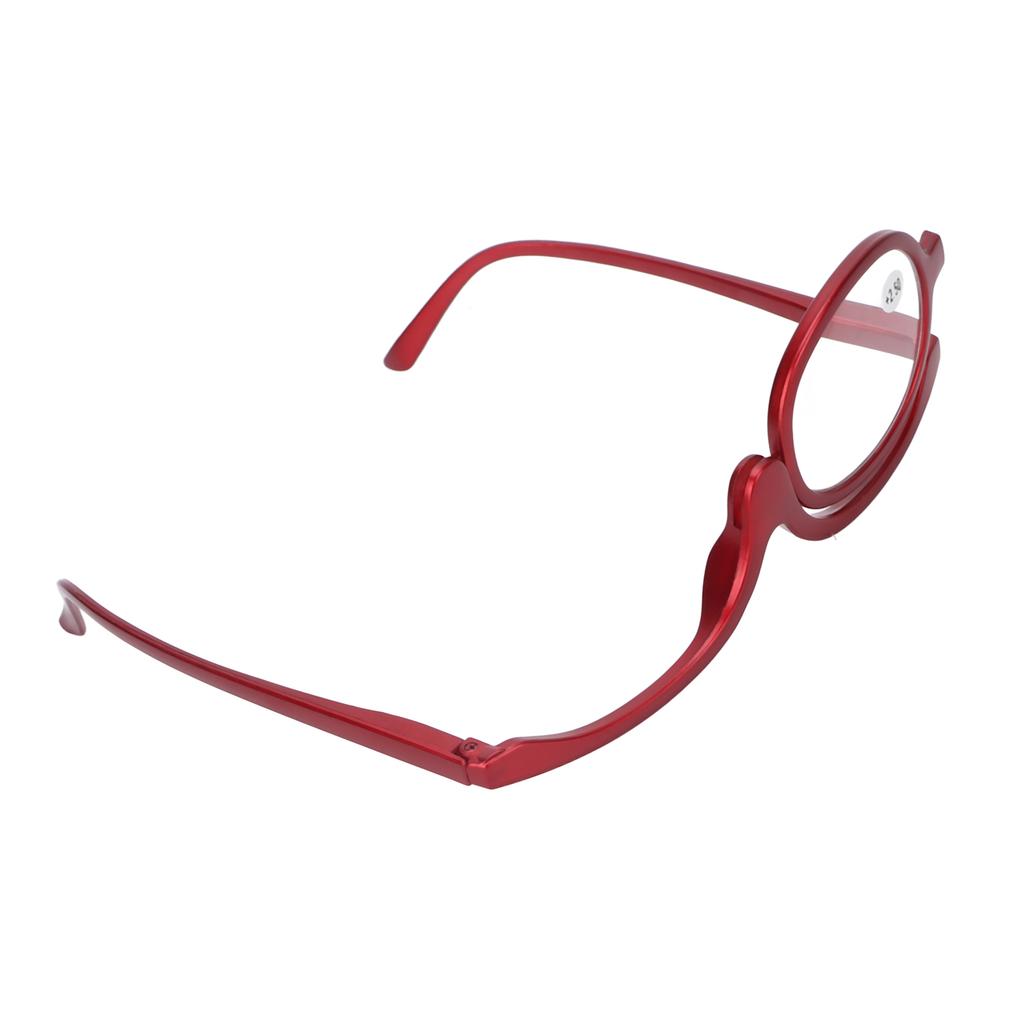 Vergrößerungs-Make-up-Brille, Einzellinse, drehbar, modische Augen-Make-up-Brille für Frauen, Rot(+2.50 )