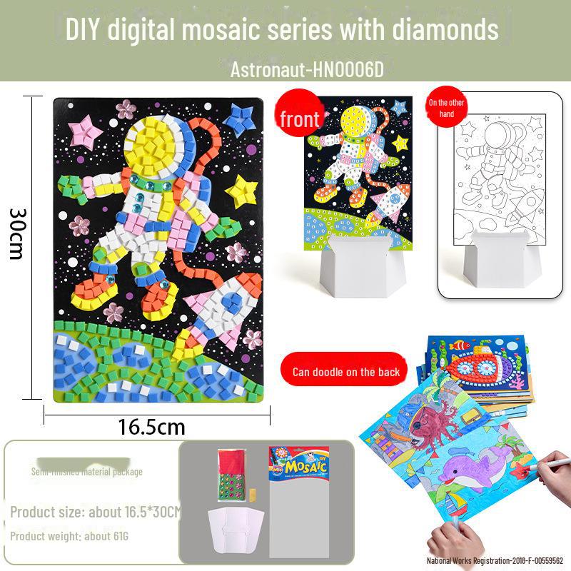 Dziecięca mozaika diamentowa DIY, zestaw naklejek EVA - Ręcznie robiona zabawka edukacyjna