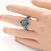 Bohemian Style Fashionable Imitation Turquoise Two Tone Enamel Ring, Anniversary Jewelry, Suitable for Both Men and Women
