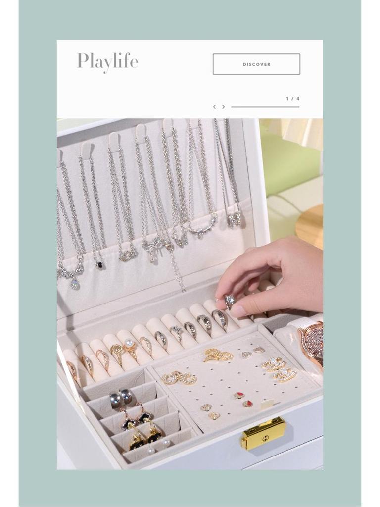 Luxury Layered Leather Jewelry Box - Large Capacity, Multi-Drawer Storage for Necklaces and Earrings