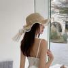 New Foldable Wide-brimmed Girl Straw Pearl Sun Hat Beach Wave Hat UV Protection Travel Hat Lady Beach Hat Birthday Gift