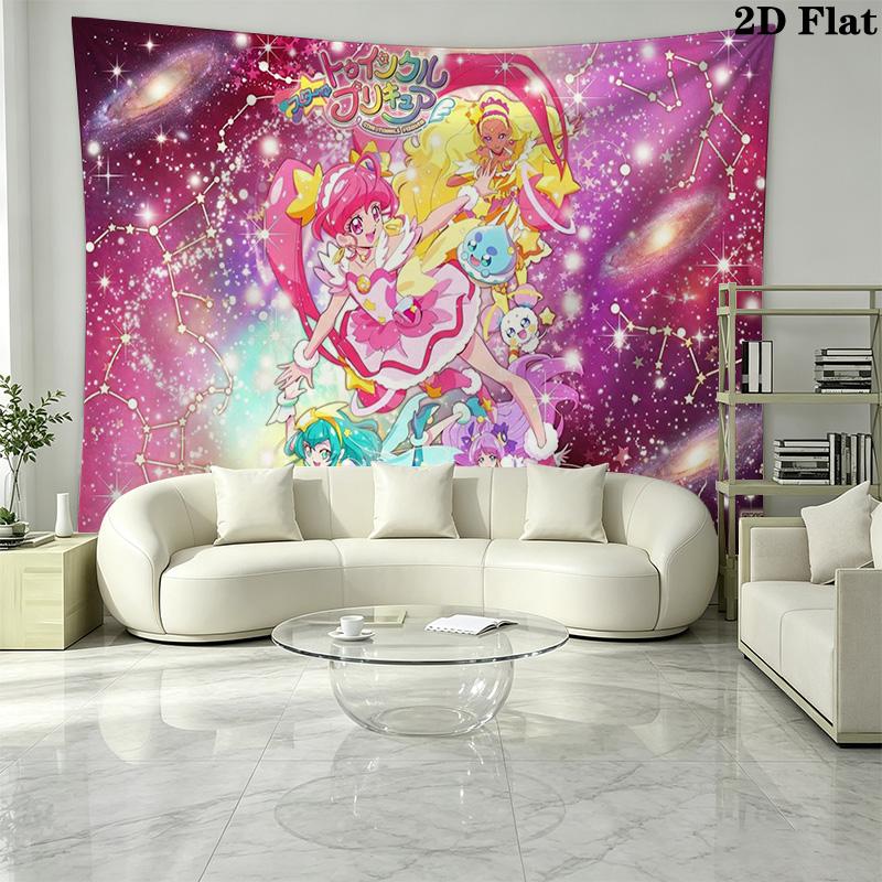 Hidden Key Precure Wall Tapestry Aesthetic Wall Hanging Printed Fabric Blanket Decorative Tapestries for Bedroom Living Room Home Decor