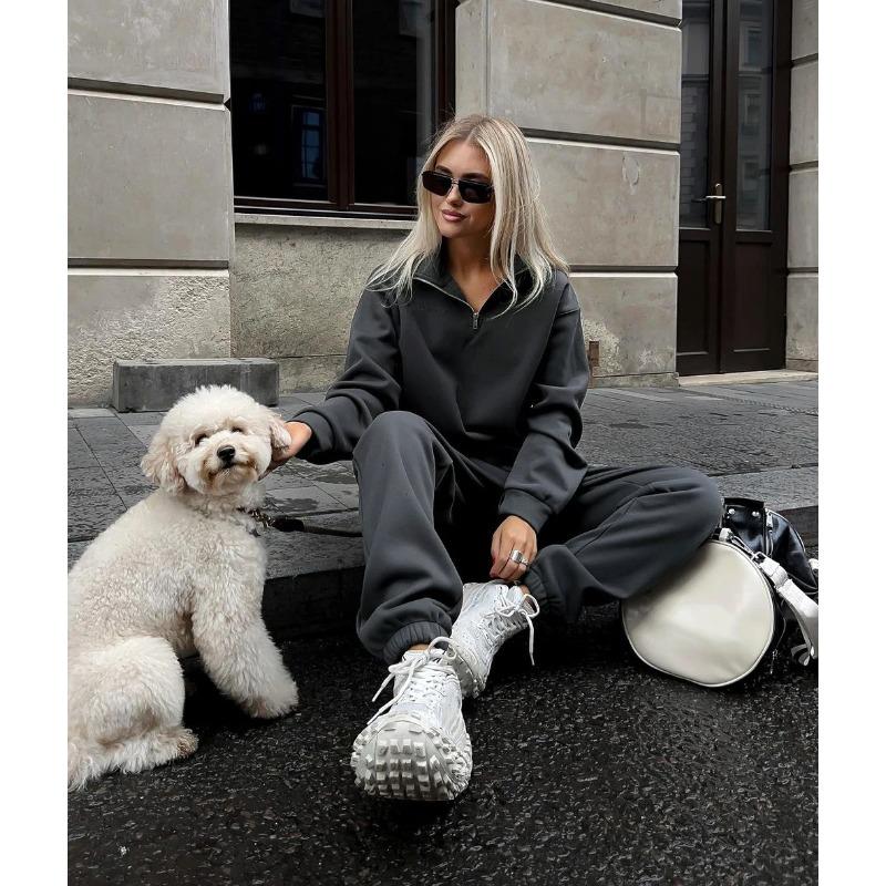 

Жіночий бавовняний пуловер з капюшоном з оксамитовим напівзастібкою і коміром, повсякденний, спортивний, вільний, теплий, осінь і зима 2XL чорний