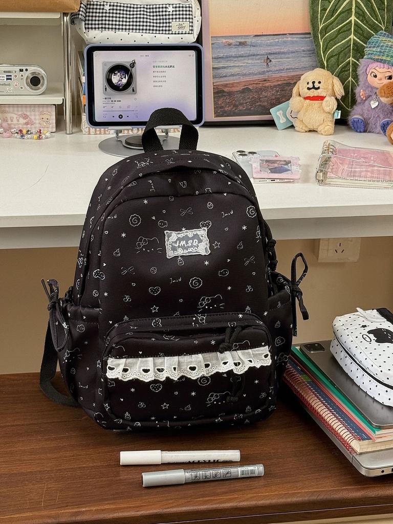 Schoolbag Japanese ins cute cartoon printed schoolbag female high value lace sweet primary school travel backpack