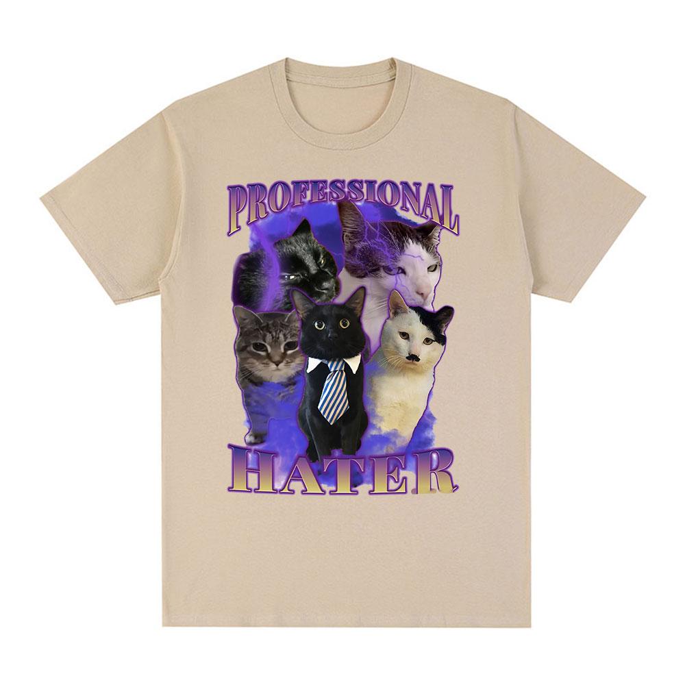 

Профессиональный Хейтер Забавный Мем с Котом Графические Футболки Унисекс Модная Футболка Летняя Парная Повседневная Хлопковая Футболка Оверсайз Одежда XXXL хаки