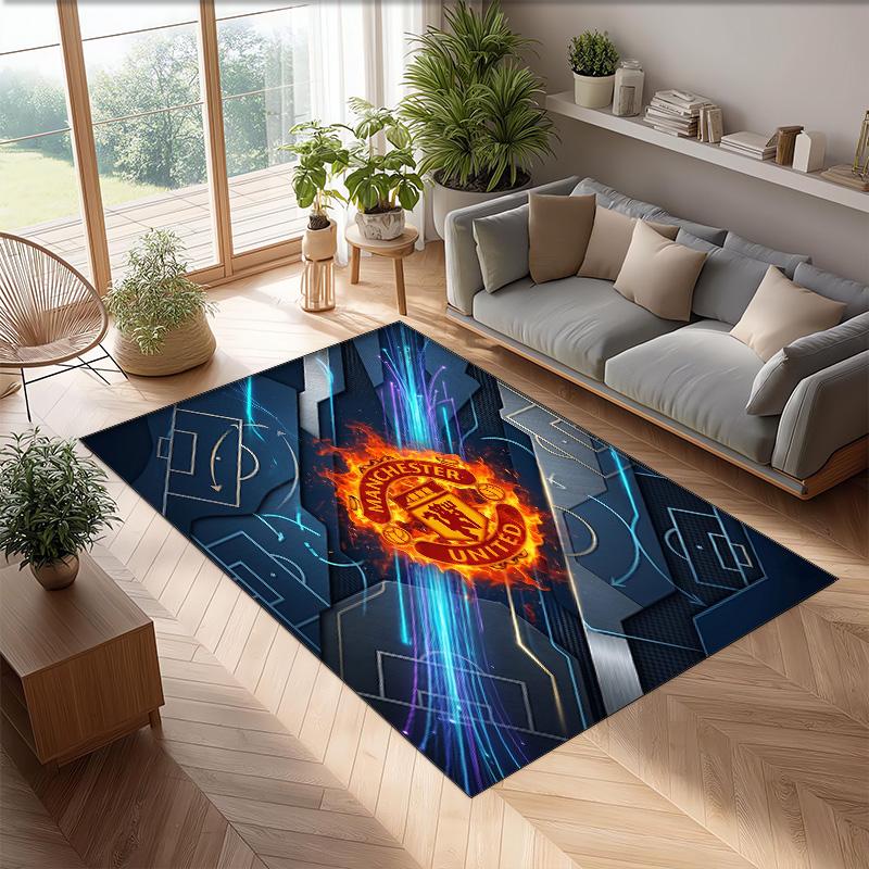 Tappeto in Flanella Stampato Manchester United Antiscivolo Morbido Poliestere Tappeto per Pavimento Tappetino Decorativo per Interni per Camera da Letto Soggiorno Divano