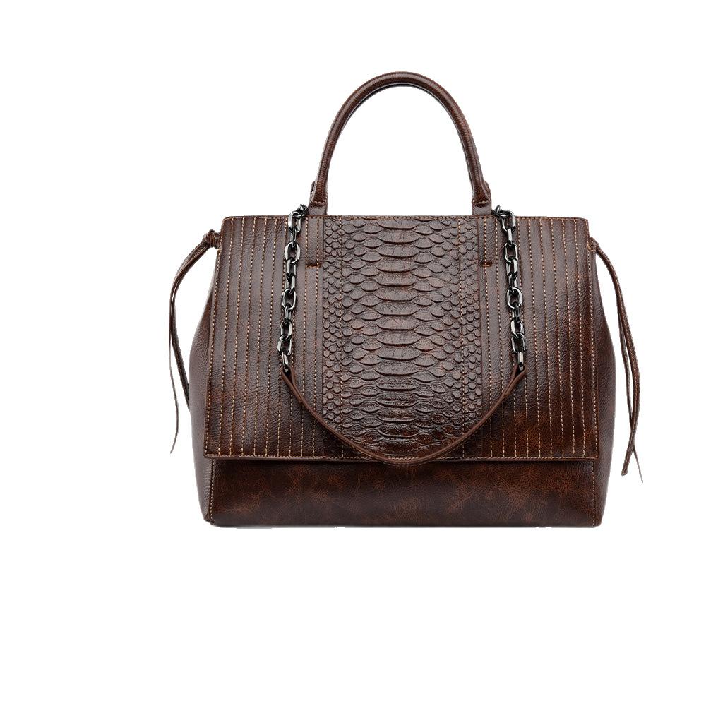 Tote Bag with Crocodile Pattern Women's Shoulder Bag, Large Capacity, High-end Feel, Women's Bag, Fashionable Temperament, Commuting Handbag