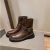 Bootie Women'S Autumn Winter New Side Zipper Thick-Soled Medium Boots Women'S Retro Round Head Thick Heel Thin Short Boots Women
