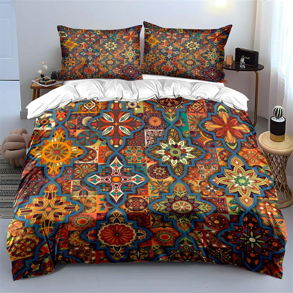 Colorful Geometric Floral Bedding Bedding Duvet Cover Set Duvet Cover Pillowcases (1 * Duvet Cover 2 * Pillowcases, without duvet insert)