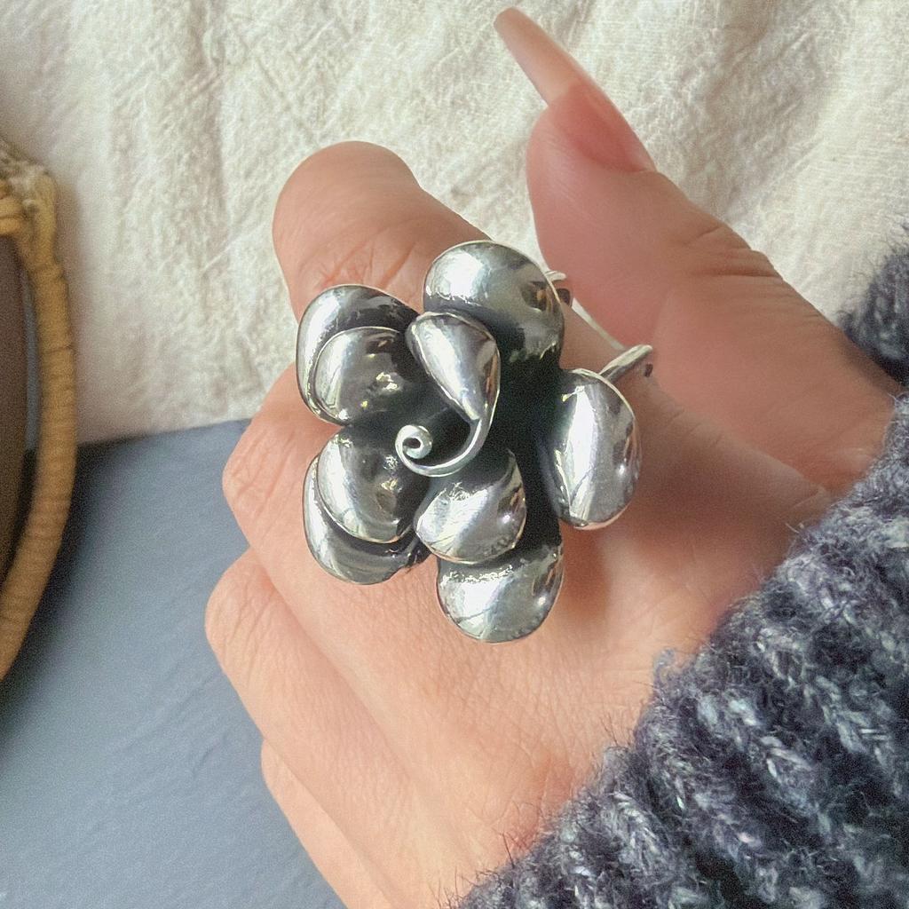 925 Silver Rings for Women Couple Minimalist Handmade Simple Wide Moon Ring Set Party Jewelry Gift Prevent Allergy