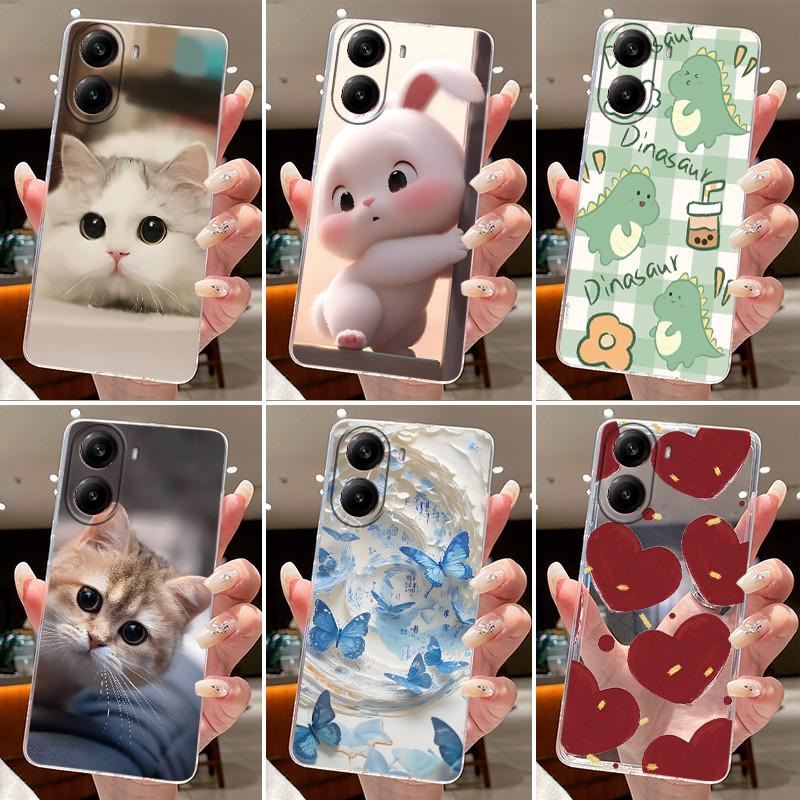 Jelly Casing For Xiaomi POCO X7 PRO 5G/Redmi Turbo 4 5G Clear Silicone Soft TPU Back Cover Cute Cat Rabbit Heart Protective Case