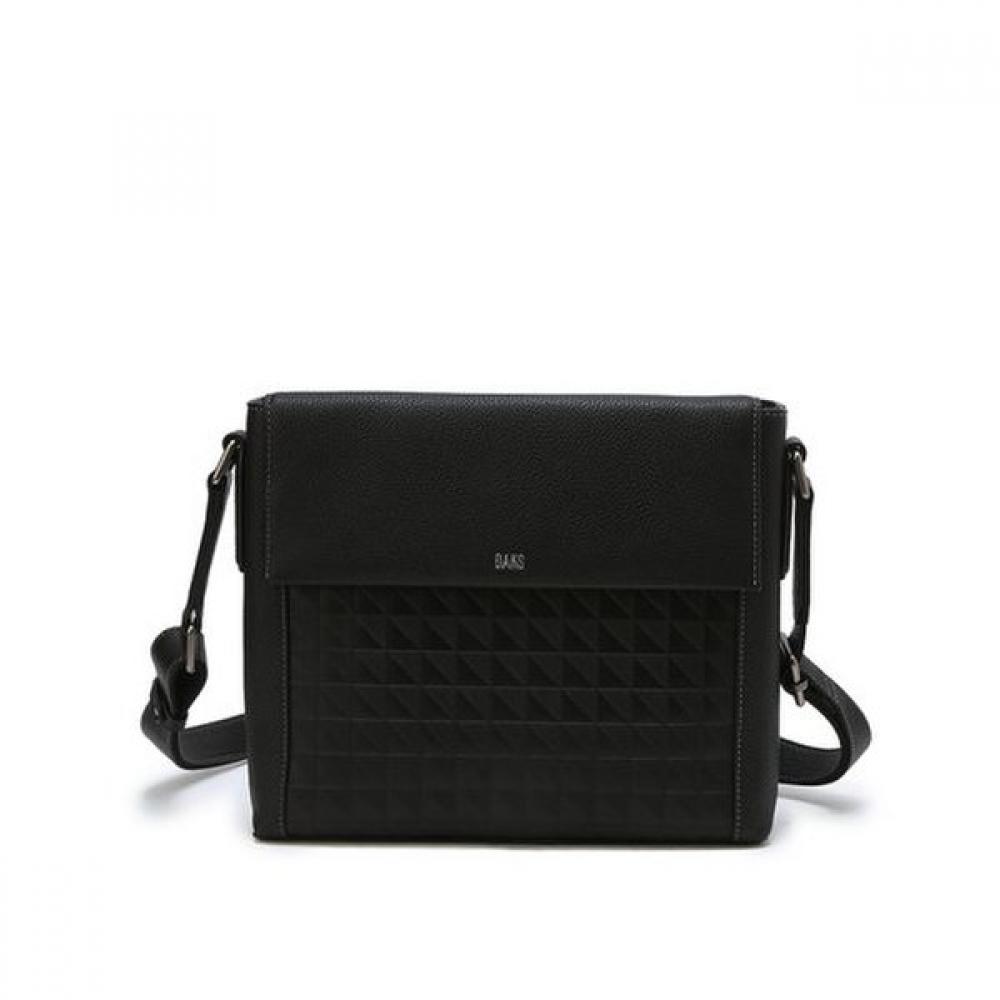 Daks Black Leather Crossbody Bag With Grid Pattern Dbba4f263bk