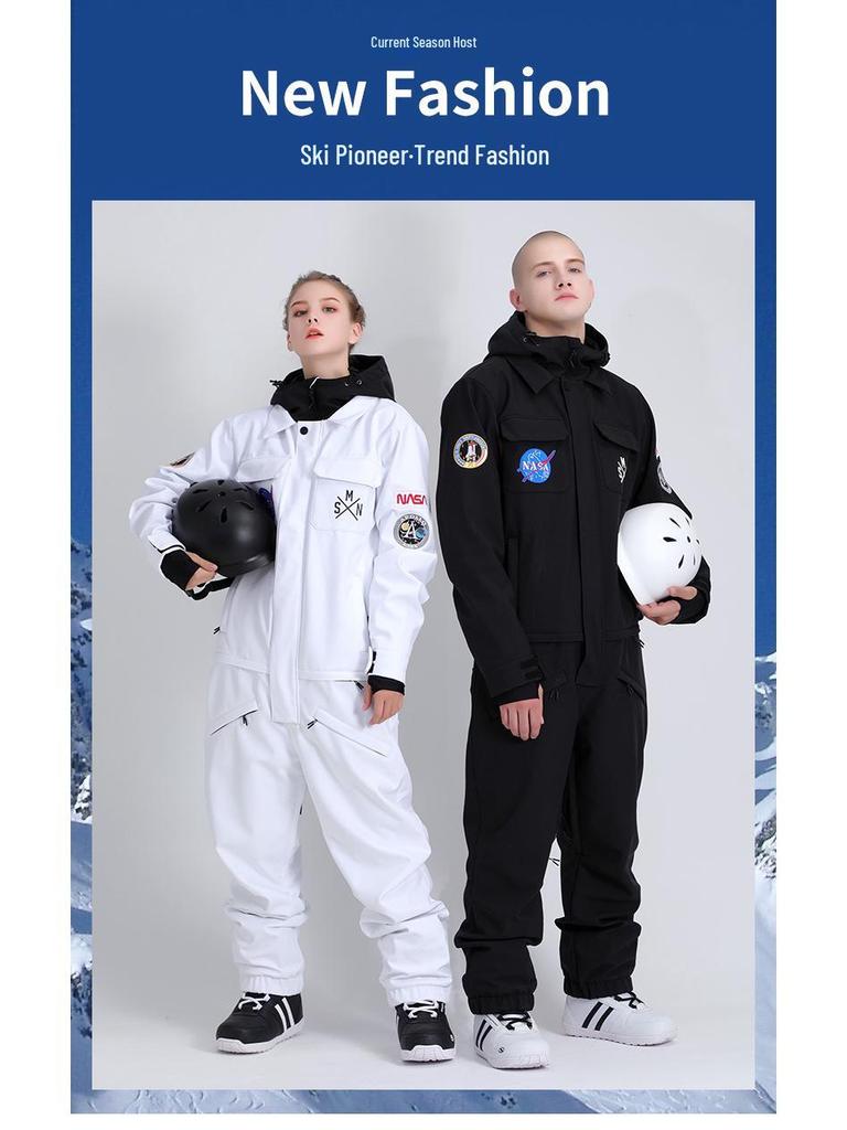 Windproof Waterproof One-Piece Ski Suit: Women's & Men's Thick Warm Outdoor Gear