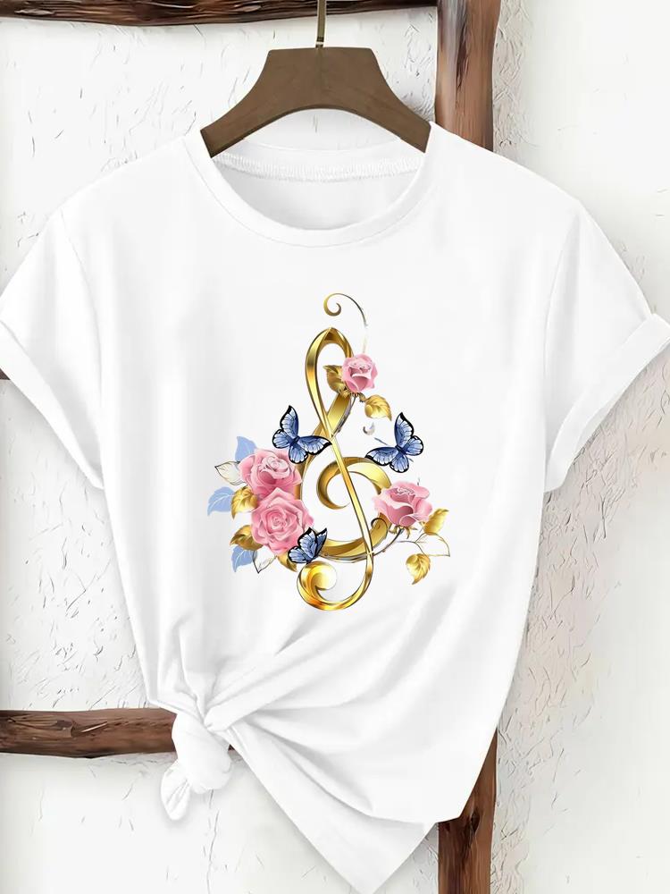 (Asian Size) Print Tee Top lovely cute 90s Women Woman Fashion Clothing T Shirt  Female Short Sleeve Graphic T-shirts