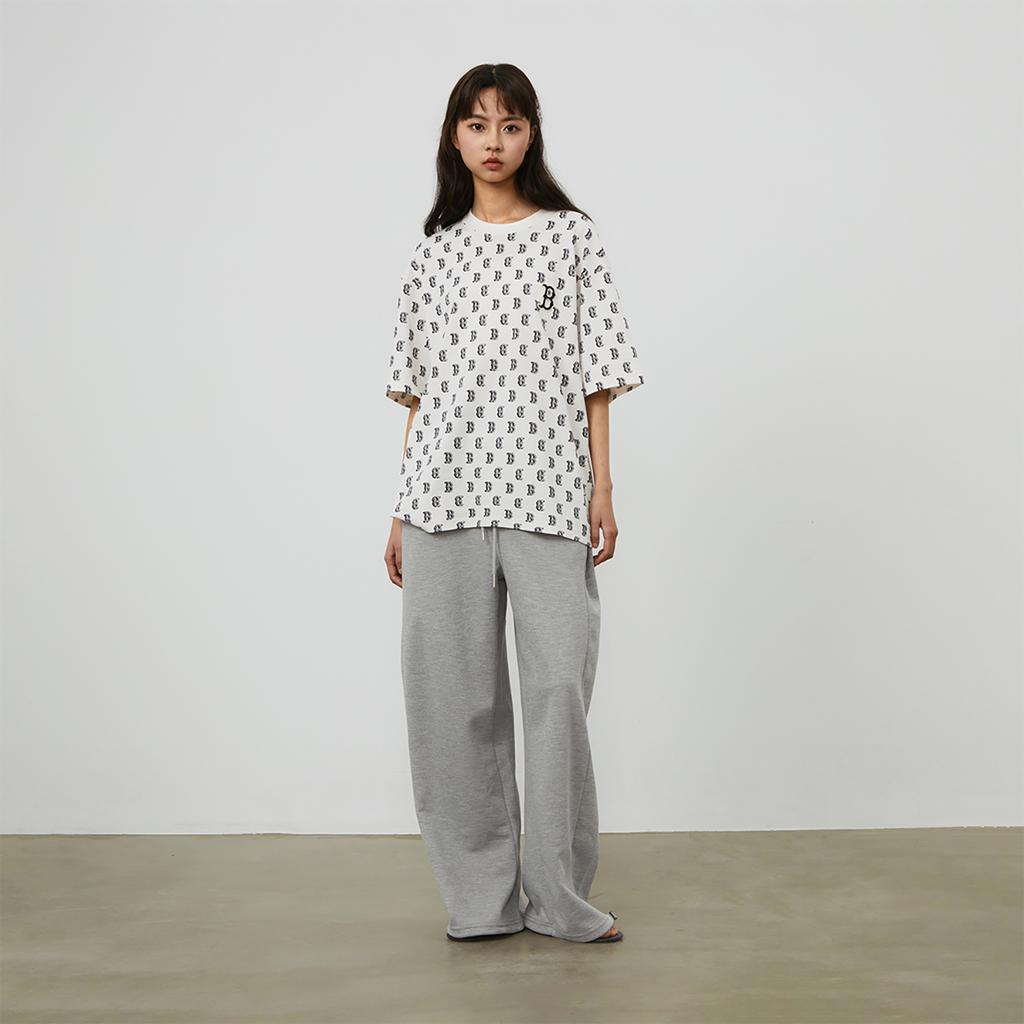 New MLB MONOGRAM Reading Collection SS24 T Shirt Unisex Cream 3ATSM0243-43CRS