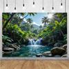 Forest Waterfall Wonderland Backdrop Supplies Rainforest Natural Scenery Background Banner Wall Party Decor Photography Props